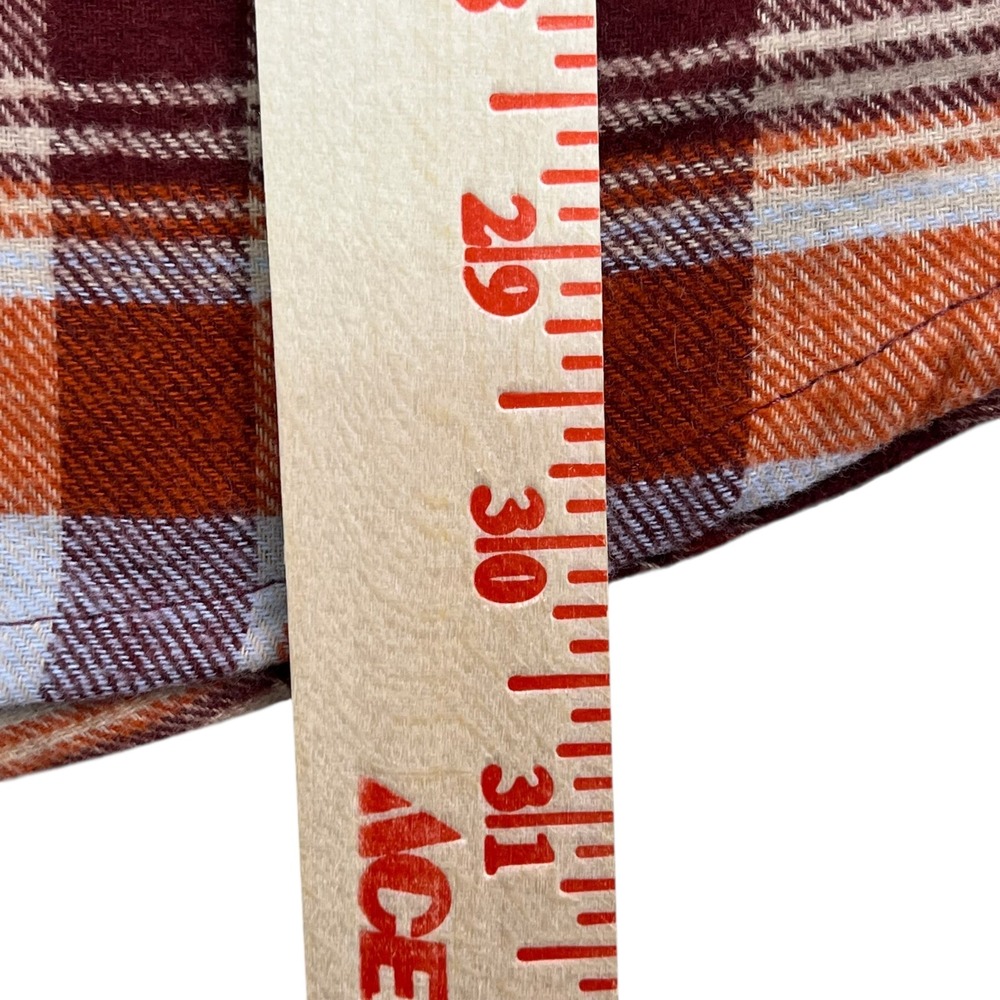 Ocean Coast Men's Plaid Flannel Shirt Orange Burgundy Cotton Long Sleeve Size M - Picture 7 of 8